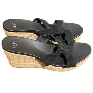 Ugg Niyomee Black Wedge Slide Sandals - Size:10